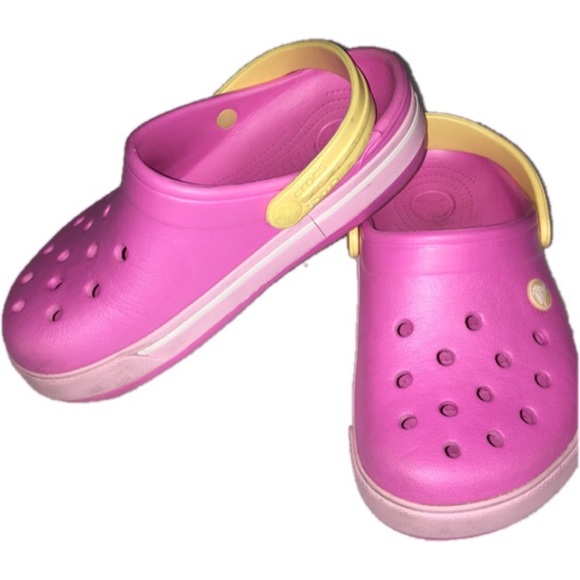 pink and yellow crocs